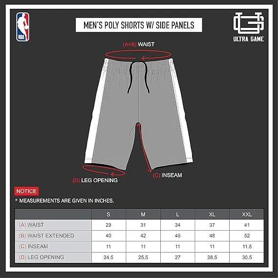 Ultra Game NBA Official Men’s Super Soft Active Workout Basketball Training Shorts - Unisex, San Antonio Spurs, Black|San Antonio Spurs