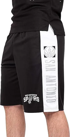 Ultra Game NBA Official Men’s Super Soft Active Workout Basketball Training Shorts - Unisex, San Antonio Spurs, Black|San Antonio Spurs